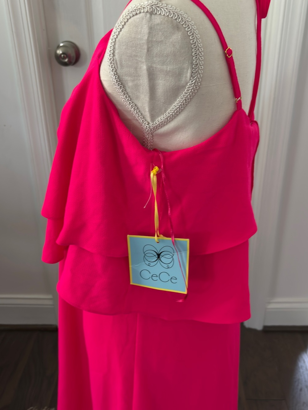 CeCe Hot Pink Ruffle Shift Dress - Picture 6 of 6